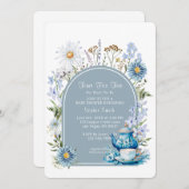 Dusty Blue Time voor Tea Baby shower Kaart (Voorkant / Achterkant)