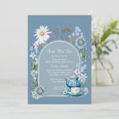 Dusty Blue Time voor Tea Baby shower Kaart (Staand voorkant)