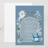 Dusty Blue Time voor Tea Baby shower Kaart (Voorkant / Achterkant)