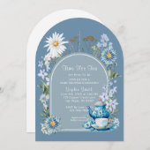 Dusty Blue Time voor Tea Boho Baby shower Kaart (Voorkant / Achterkant)