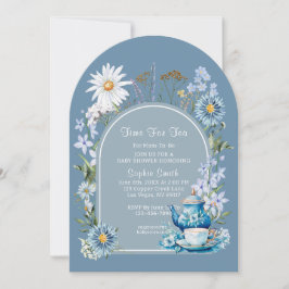 Dusty Blue Time voor Tea Boho Baby shower Kaart