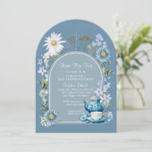 Dusty Blue Time voor Tea Boho Baby shower Kaart (Staand voorkant)