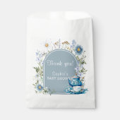 Dusty Blue Time voor Tea Boho Garden Baby shower Bedankzakje (Voorkant)
