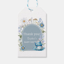 Dusty Blue Time voor Tea Boho Garden Baby shower Cadeaulabel