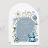 Dusty Blue Time voor Tea Boho Garden Baby shower Kaart (Voorkant / Achterkant)