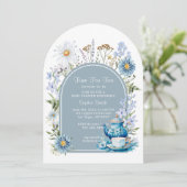 Dusty Blue Time voor Tea Boho Garden Baby shower Kaart (Staand voorkant)
