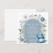 Dusty Blue Time voor Tea Boho Garden Baby shower Kaart (Voorkant / Achterkant)