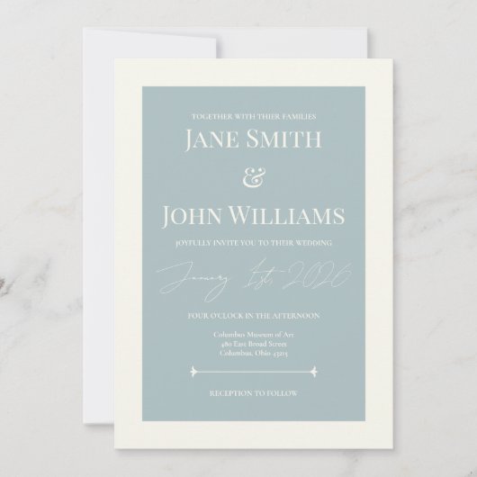 Dusty Blue Timeless 5x7 bruiloft Kaart (Voorkant)