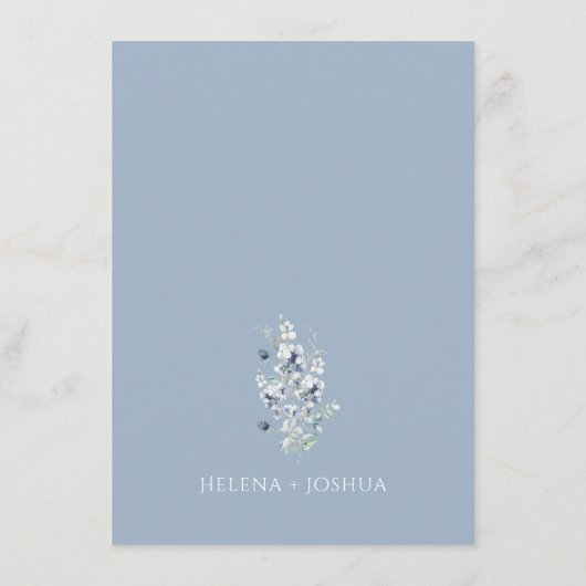 Dusty Blue Timeline Kaart | Elegante lente bloem (Achterkant)