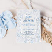 Dusty Blue Toile Beer  Baby Jongensdouche Kaart