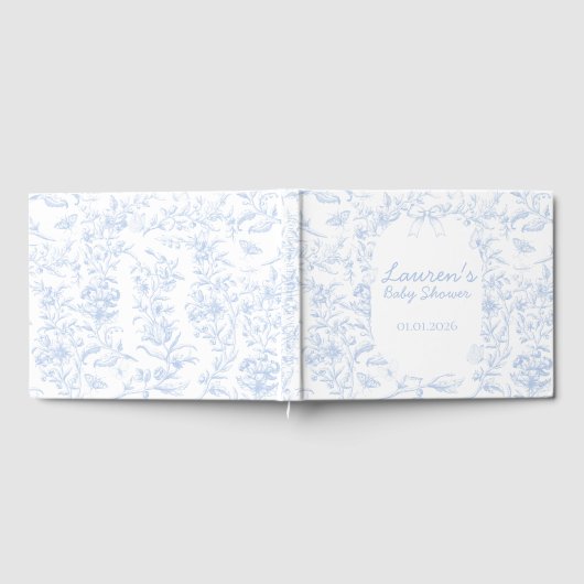 Dusty Blue Toile Boy Baby shower Gastenboek (Volledig)