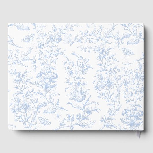 Dusty Blue Toile Boy Baby shower Gastenboek (Achterkant)
