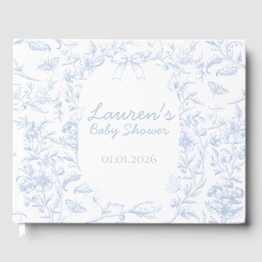 Dusty Blue Toile Boy Baby shower Gastenboek (Voorkant)