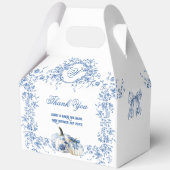 Dusty Blue Toile Floral Pumpkin Boy Baby shower Bedankdoosjes (Achterkant)