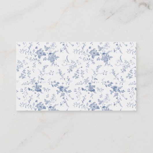 Dusty Blue Toile  Flowers Informatiekaartje (Achterkant)