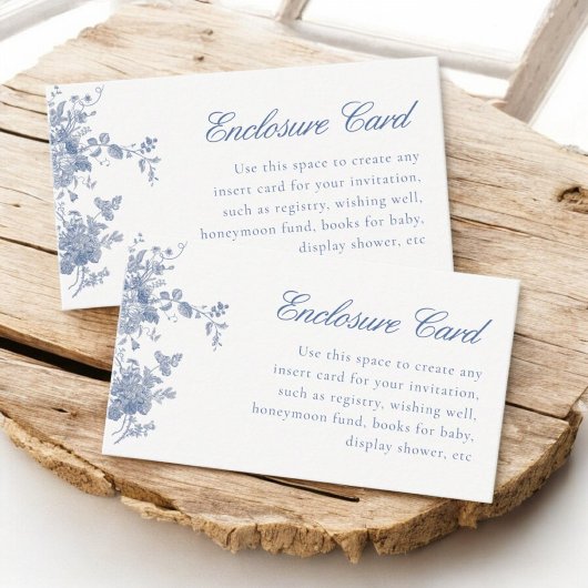 Dusty Blue Toile  Flowers Informatiekaartje