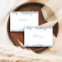 Dusty Blue Toile Franse Rozen Classic Chic Wedding Bedankkaart