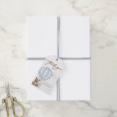 Dusty Blue Toile Hot Air Balloon Beer Dank u Cadeaulabel (Met Touw)