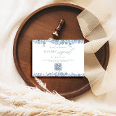 Dusty Blue Toile Rozen Elegant QR Wedding Response