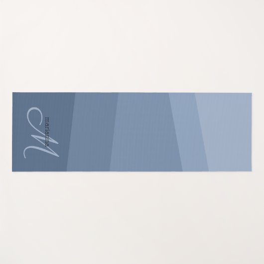 Dusty Blue Tones Geometric Pattern Yogamat (Voorkant (horizontaal))