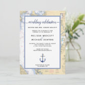 Dusty Blue Traditional Nautical Event / Weddenscha Kaart (Staand voorkant)