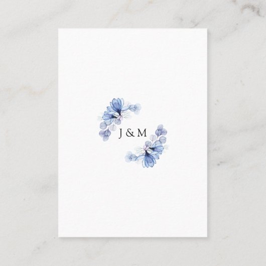 Dusty Blue Transparant Bloemen Bruiloft Dank u Plaatskaartje (Achterkant)