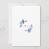 Dusty Blue Transparant Bloemen Goud Bevestiging Kaart (Achterkant)