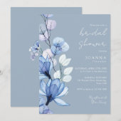Dusty Blue Transparant Bloemen Vrijgezellenfeest Kaart (Voorkant / Achterkant)