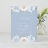 Dusty Blue Trending Bloemen Lente Huwelijk Kaart (Staand voorkant)