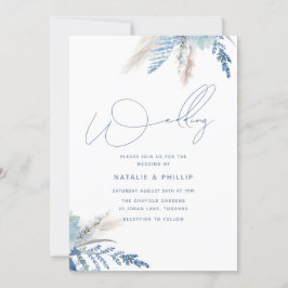 Dusty Blue Trendy Modern All Seasons Wedding Kaart