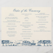 Dusty Blue Tri-Fold Wedding Program Flyer (Voorkant)