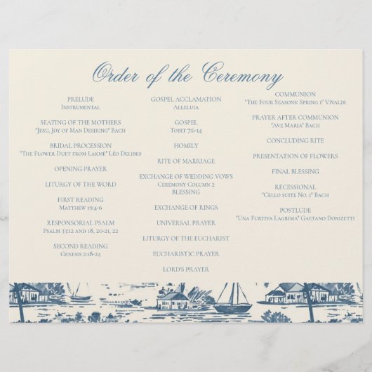 Dusty Blue Tri-Fold Wedding Program Flyer (Voorkant)
