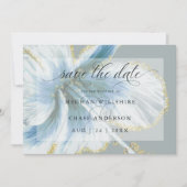 Dusty Blue Tropical Flower Waterverf Save the Data Save The Date (Voorkant)