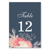 Dusty Blue Tropical Orchid Wedding Table Number Kaart (Voorkant)