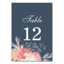 Dusty Blue Tropical Orchid Wedding Table Number