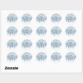 Dusty Blue Tropical Palm Tree Leaf Cute Wedding Ronde Sticker (Vel)