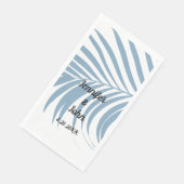 Dusty Blue Tropical Palm Tree Leaf Cute Wedding Servet (Hoek)