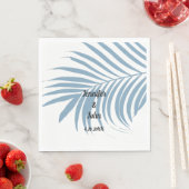 Dusty Blue Tropical Palm Tree Leaf Cute Wedding Servet (Insitu)