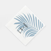 Dusty Blue Tropical Palm Tree Leaf Cute Wedding Servet (Hoek)