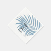 Dusty Blue Tropical Palm Tree Leaf Cute Wedding Servet (Hoek)