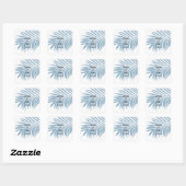 Dusty Blue Tropical Palm Tree Leaf Cute Wedding Vierkante Sticker (Vel)