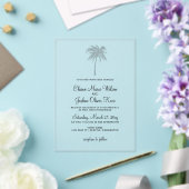 Dusty Blue Tropical Palm Tree Wedding Invitations Acryl Uitnodigingen (Insitu (Huwelijk))