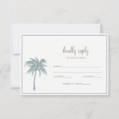 Dusty Blue Tropical Palm Tree Wedding RSVP (Voorkant)