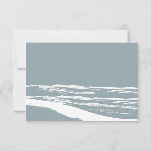 Dusty Blue Tropical Palm Tree Wedding RSVP (Achterkant)