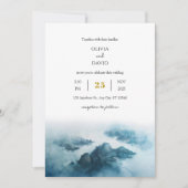 Dusty Blue Tropical Seaside Island Beach bruiloft Kaart (Voorkant)