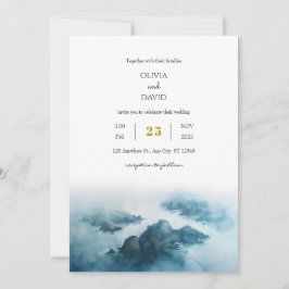 Dusty Blue Tropical Seaside Island Beach bruiloft Kaart