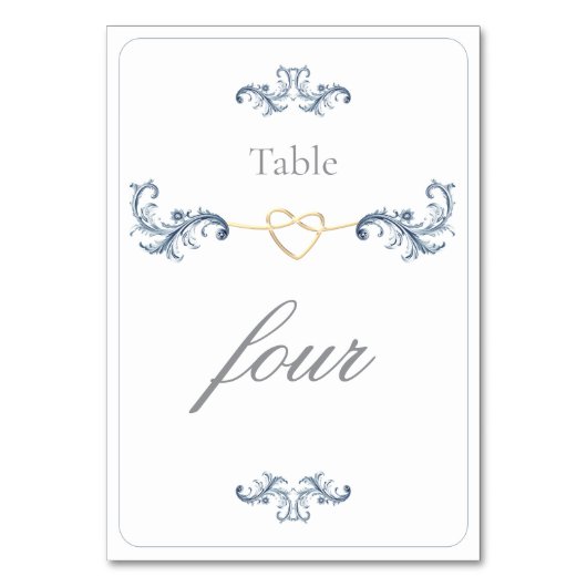 Dusty Blue Trouwtafel Nummer Kaart (Achterkant)