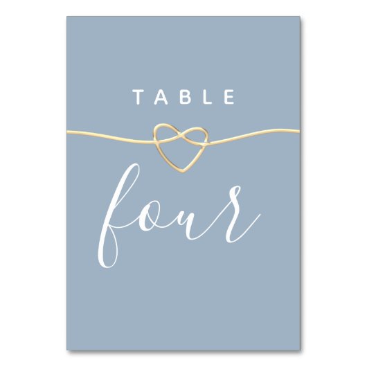 Dusty Blue Trouwtafel Nummer met Hart Kaart (Achterkant)