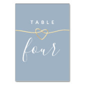 Dusty Blue Trouwtafel Nummer met Hart Kaart (Voorkant)