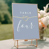 Dusty Blue Trouwtafel Nummer met Hart Kaart